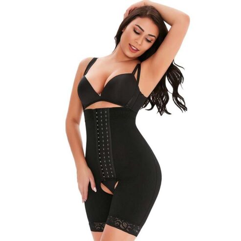 Black Adjustable Hooks One Piece Belly Lifting Shapewear