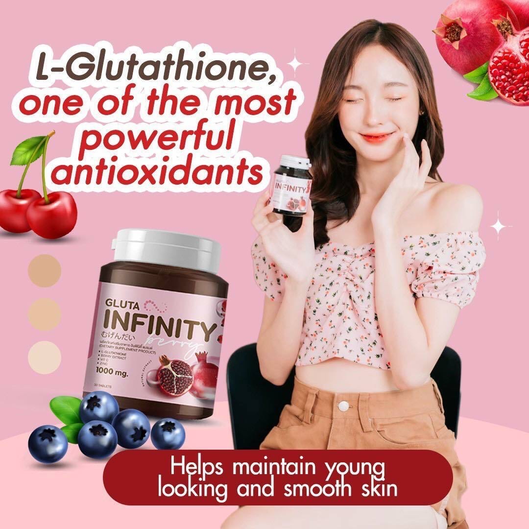 Gluta Infinity 30 Tablet 1000mg Pure Natural Body Face Skin Whitening Supplement