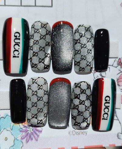 Short press on nails multi colours