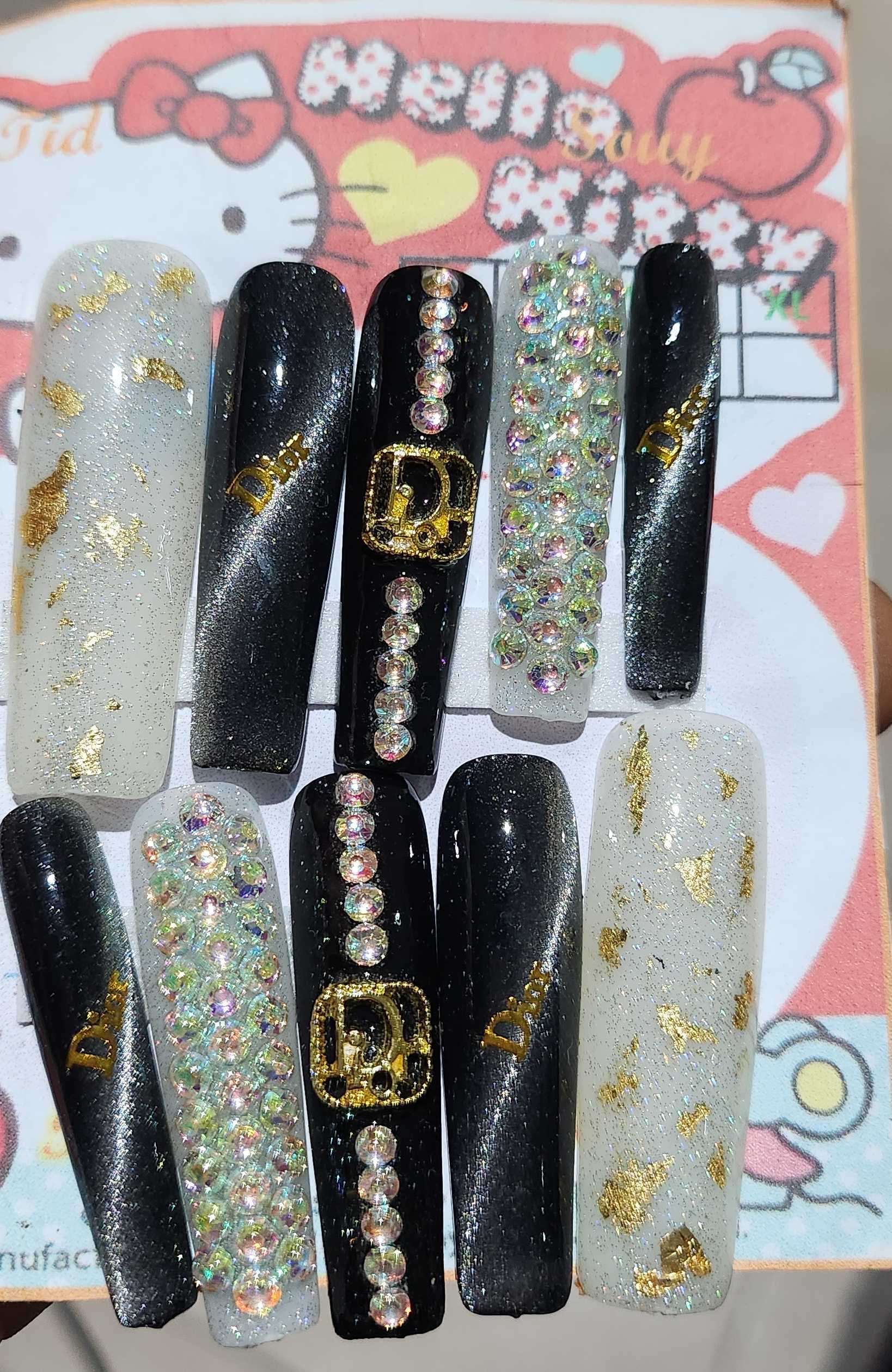 Long and strong press on nails multi colours