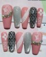 Short press on nails multi colours
