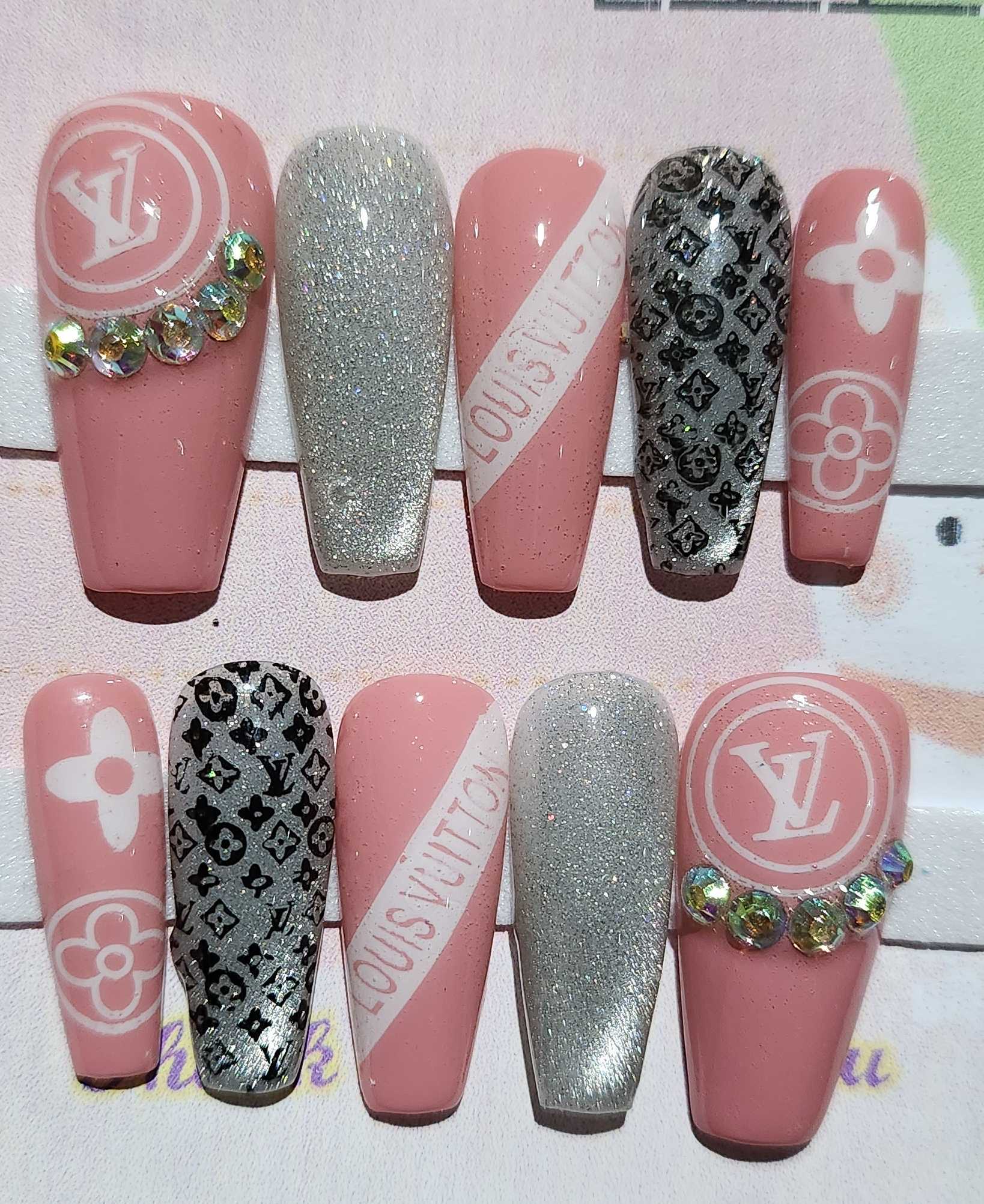 Short press on nails multi colours