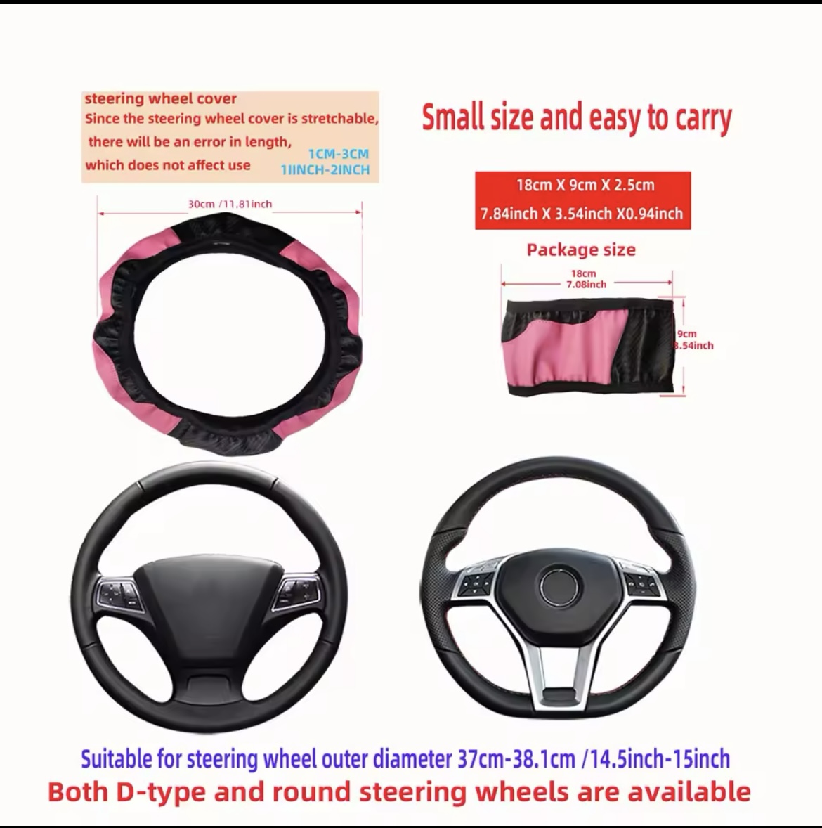 Carbon Fiber Leather Car Steering Wheel Cover