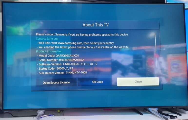 Samsung 75” Qled 4k smart tv Home used