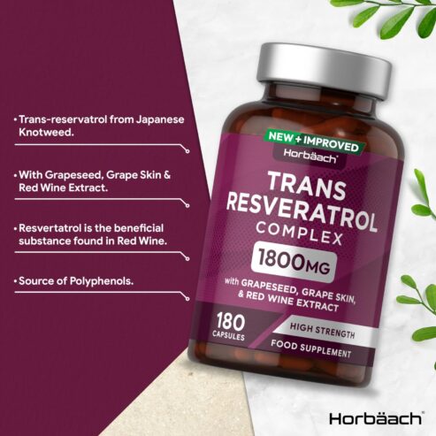 Trans Resveratrol Complex with Grapeseed 1800mg 180 Capsules