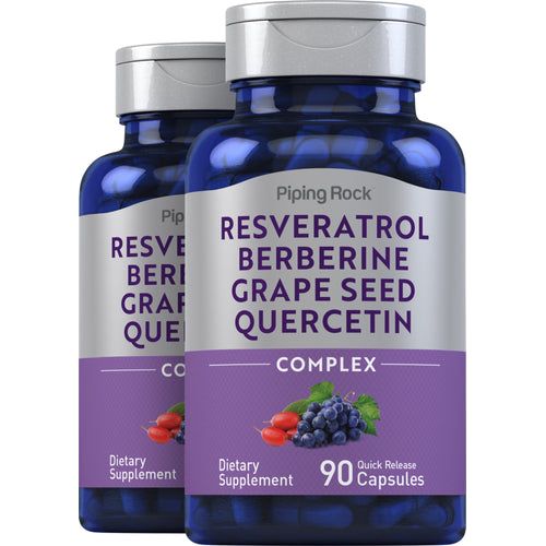 Resveratrol Berberine Grape Seed Quercetin Extract 90 Quick Release Capsules