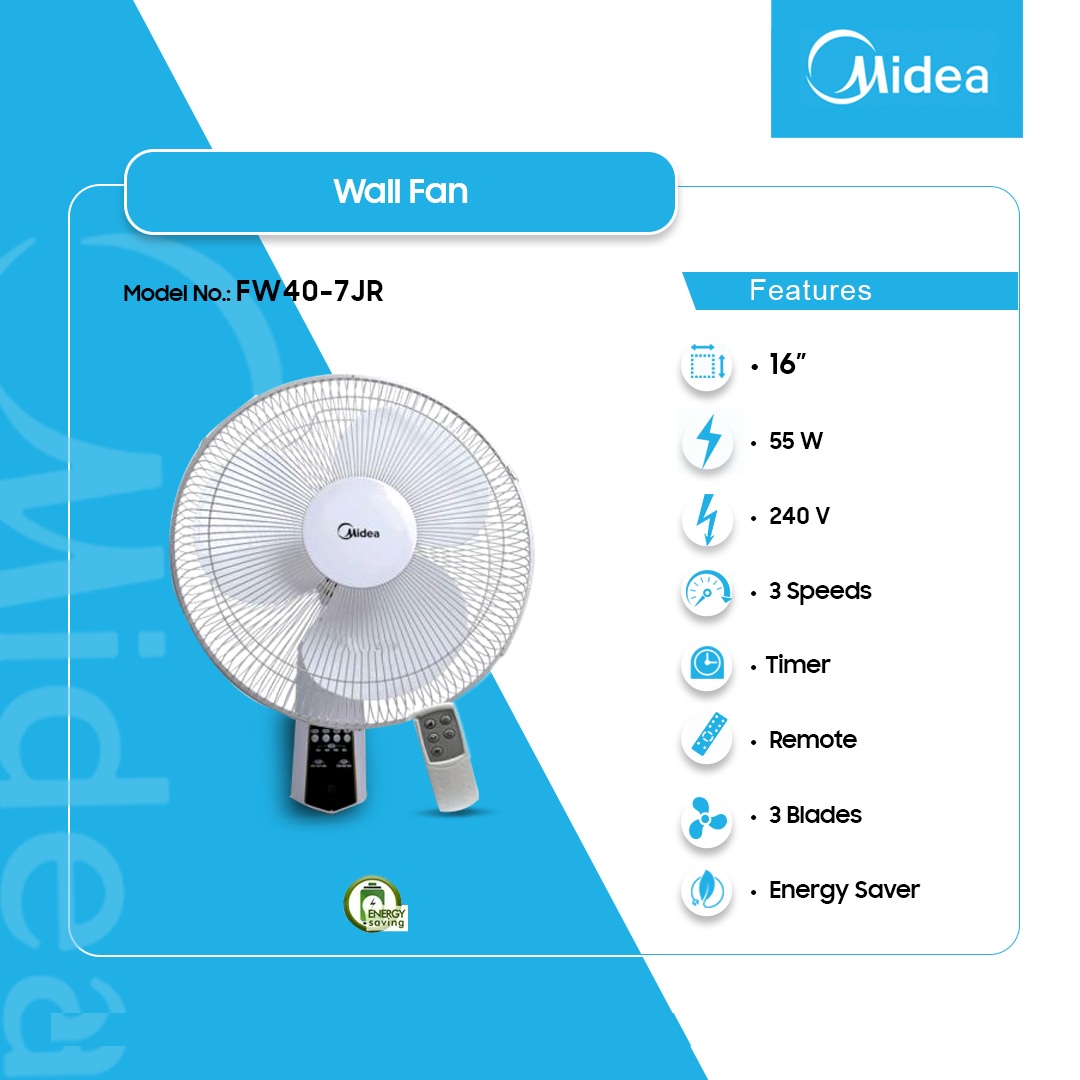 Midea 16″ Wall Fan White Fw40 7jr