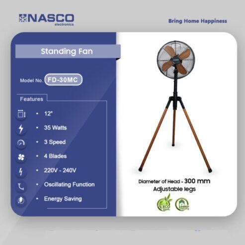 Nasco 12″ Wooden Tripod Fan Fd-30mc