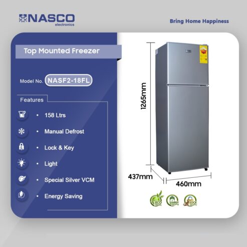 Nasco 158ltr Top Mounted Refrigerator Nasf2 18fl