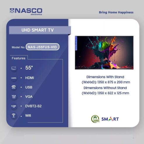 Nasco 55 Inches Uhd Smart Flat Vidaa Nas J55fus Vid