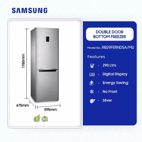 Samsung 290ltr Double Door Bottom Freezer Rb29ferndsa/Mu