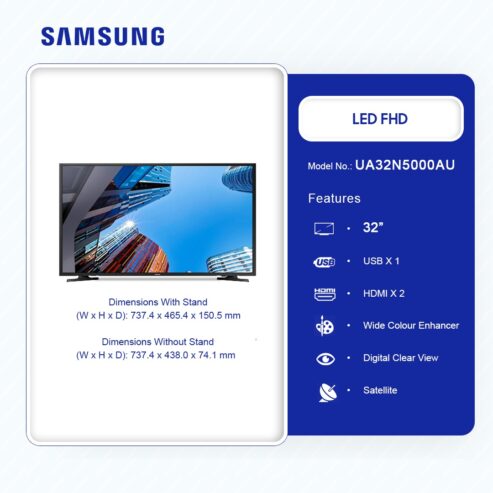 Samsung 32 Inch Digital Satellite Led Full Hd Tv Ua32n5000auxgh