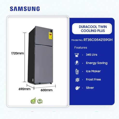 Samsung 345ltr Duracool Twin Cooling Plus Refrigerator Rt35cg5421s9gh