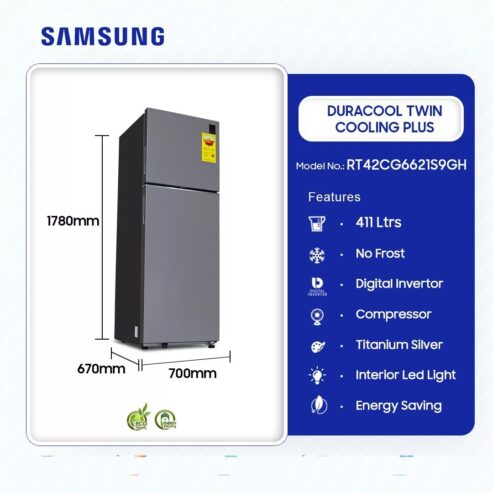 Samsung 411ltr Duracool Twin Cooling Plus Refrigerator Rt42cg6621s9gh