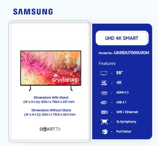 Samsung 55″ Crystal Uhd 4k Smart Tv Ua55du7000uxgh