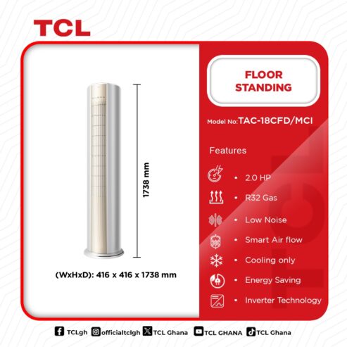 Tcl Round Floor Standing Ac R32 2.5hp Tac18cfd/Mci