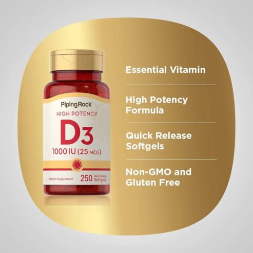 High Potency Vitamin D3 10,000 IU 250 Quick Release Softgels