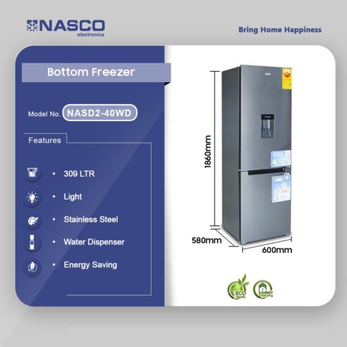 Nasco 309ltr Bottom Freezer Nasd2 40wd