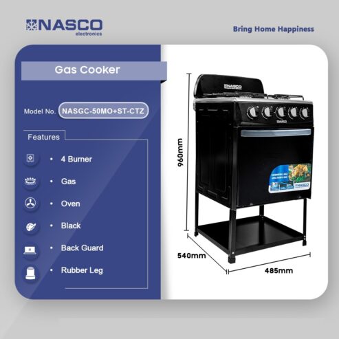 Nasco 4 Burner Gas Cooker Oven Nasgc 50mo+St Ctz