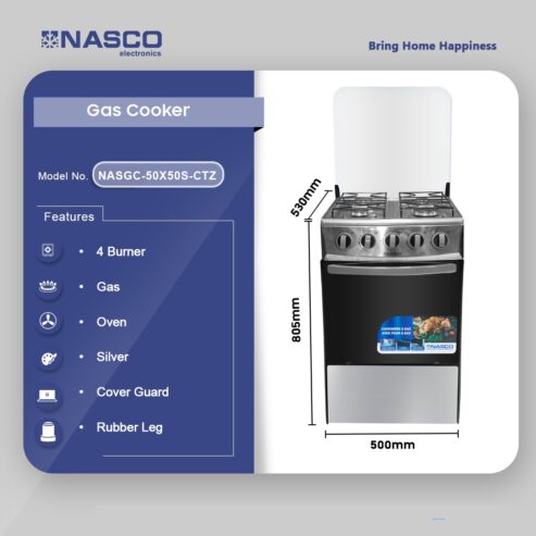 Nasco 4 Burner Gas Cooker Oven Nasgc 50x50s Ctz