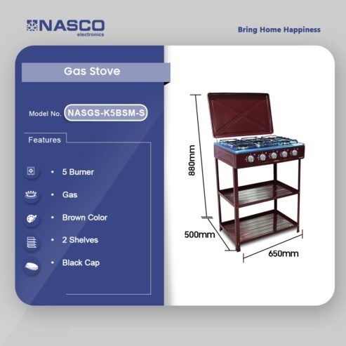 Nasco 5 Burner Gas Stove Nasgs K5bsm S in Ghana