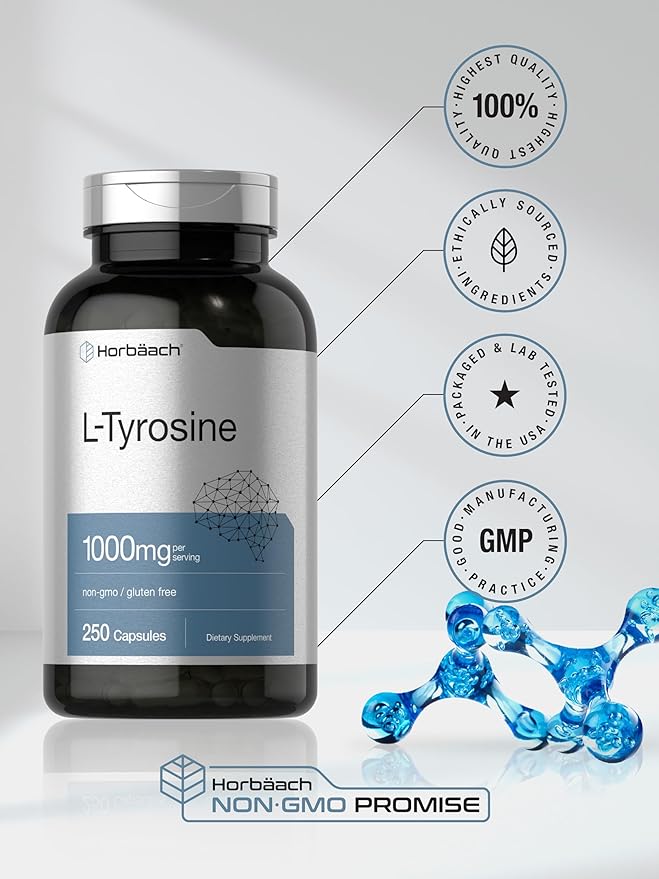 L-Tyrosine 1000Mg Supplement for Focus, Brain, Memory, Mood, and Energy