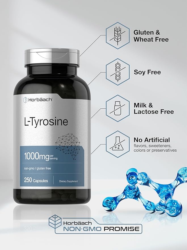 L-Tyrosine 1000Mg Supplement for Focus, Brain, Memory, Mood, and Energy