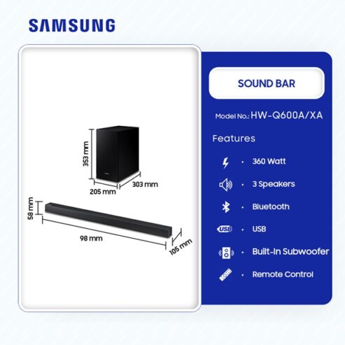 Samsung 3.1 Inch 360watt Soundbar Hw-Q600a/Xa in Ghana