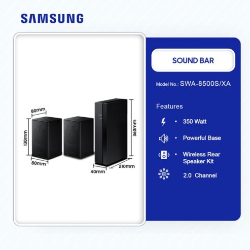 Samsung 350watt 2ch Wireless Rear Speakers Kit Swa 8500s/Xa in Ghana