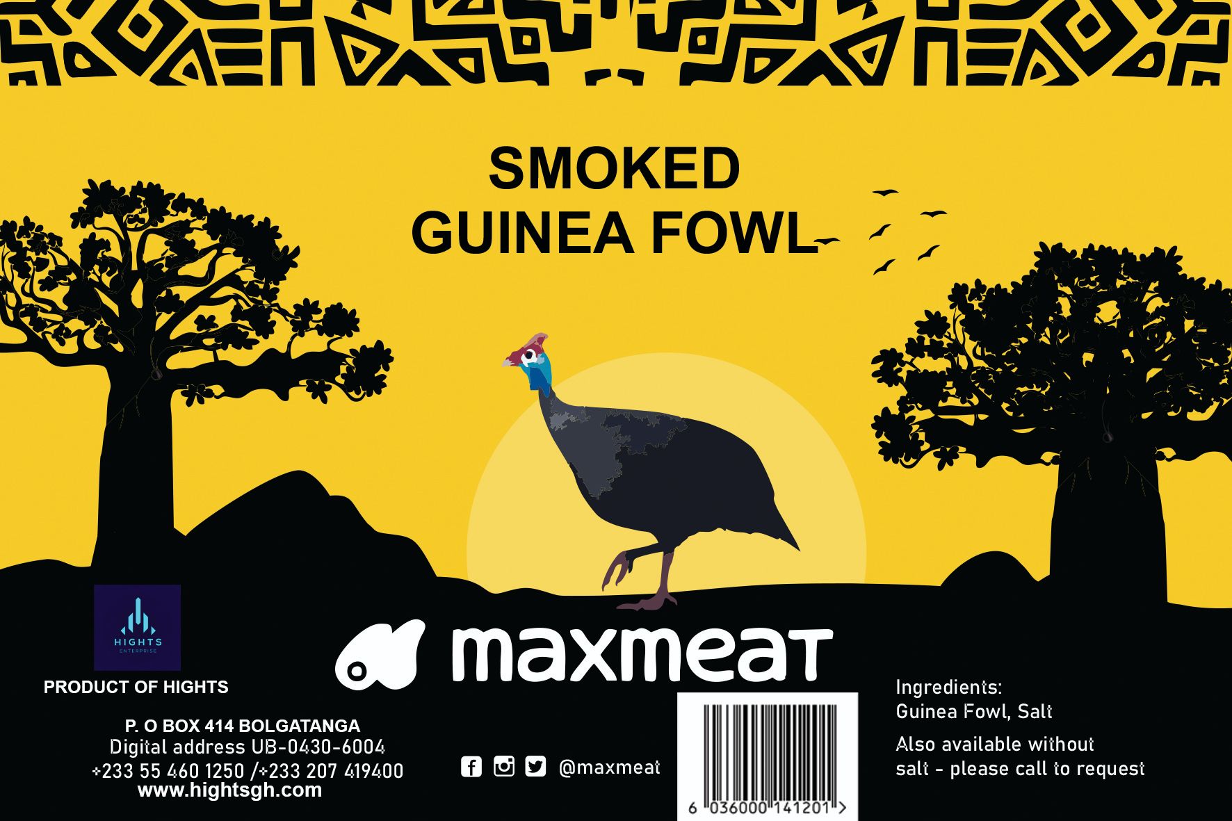Maxmeat Smoked Guinea Fowl Meat 800 to 900g