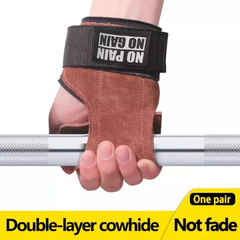 Cowhide Gym Gloves with Wrist Support—No Extra Wrap Needed